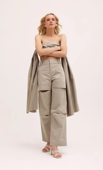 Cutouts Pants Greige